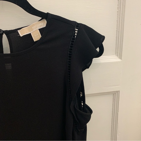 Michael Kors Black Blouse With Flutter Sleeve, Size S - Picture 6 of 12